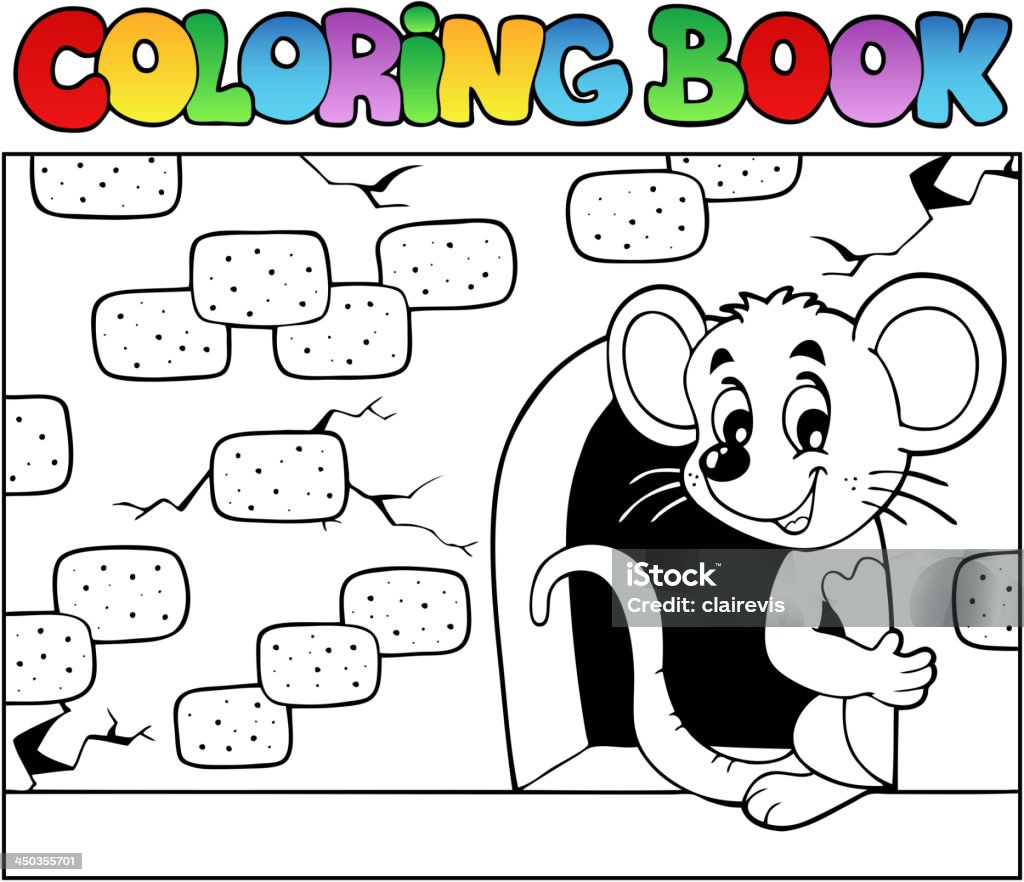 Coloring book with mouse stock illustration