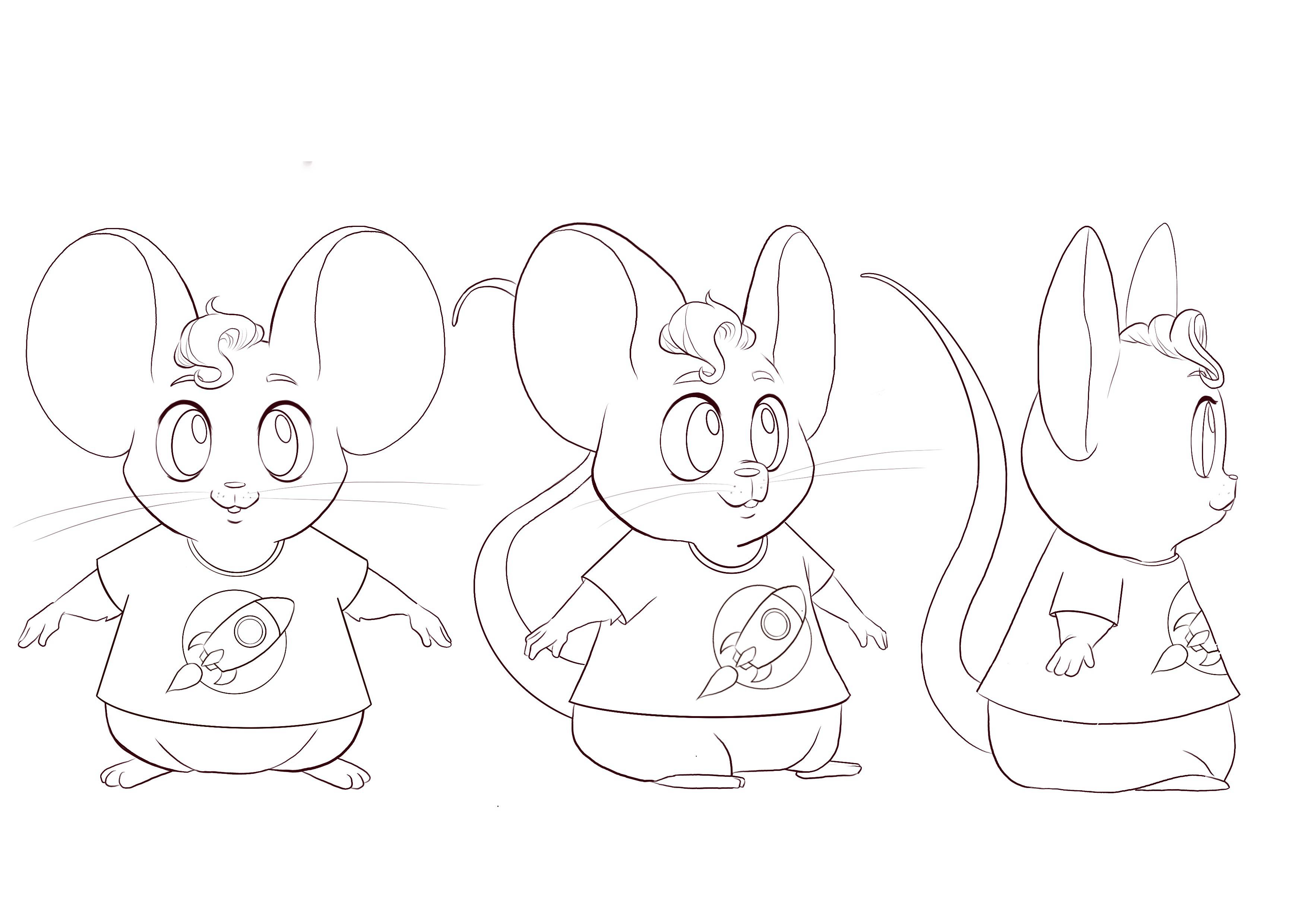 Is my turnaround of a mouse correct im unsure about the ears in the profile view rdrawing