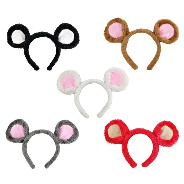 Oft bear ear headband pluh moue ear hair hoop for wahing face cartoon animal hairband halloween cotume wholeale