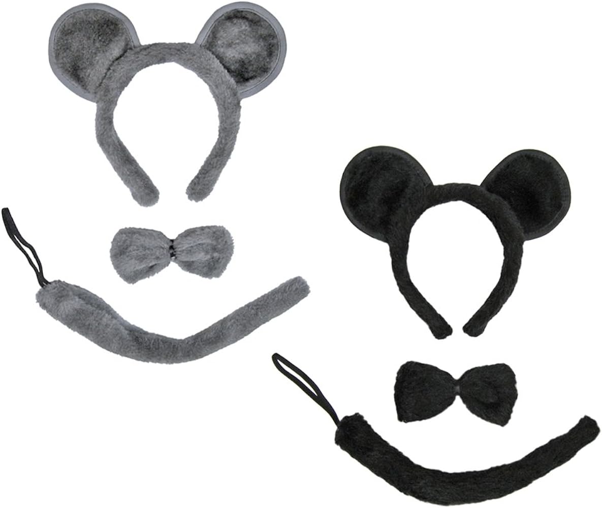 Seasonstrading black mouse ears tail bow tie costume set