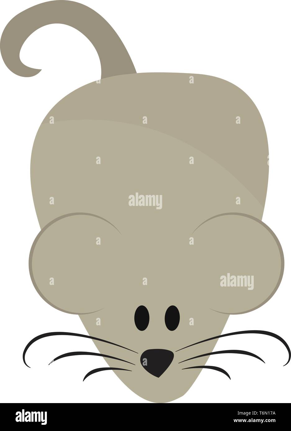 Cartoon grey mouse lying on the surface with eyes has a pointed snout black nose large ears and a long black tail vector color drawing or illustr stock vector image art