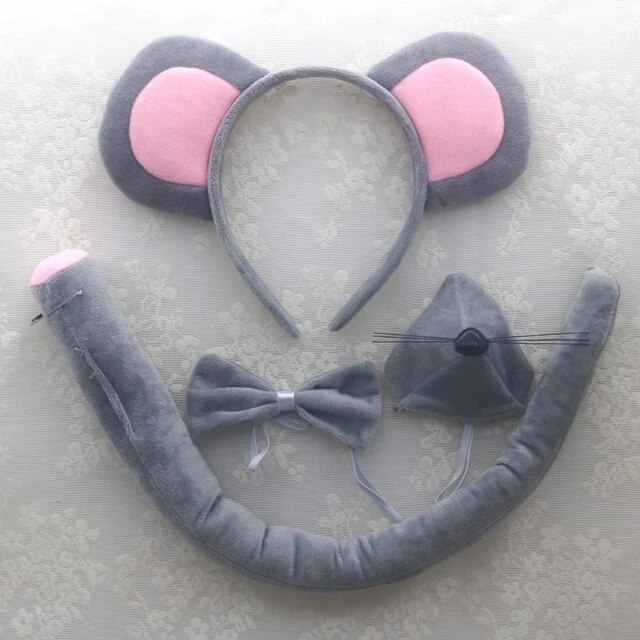 Mouse costume set mouse ears nose tail bow tie tutu gloves animal fancy