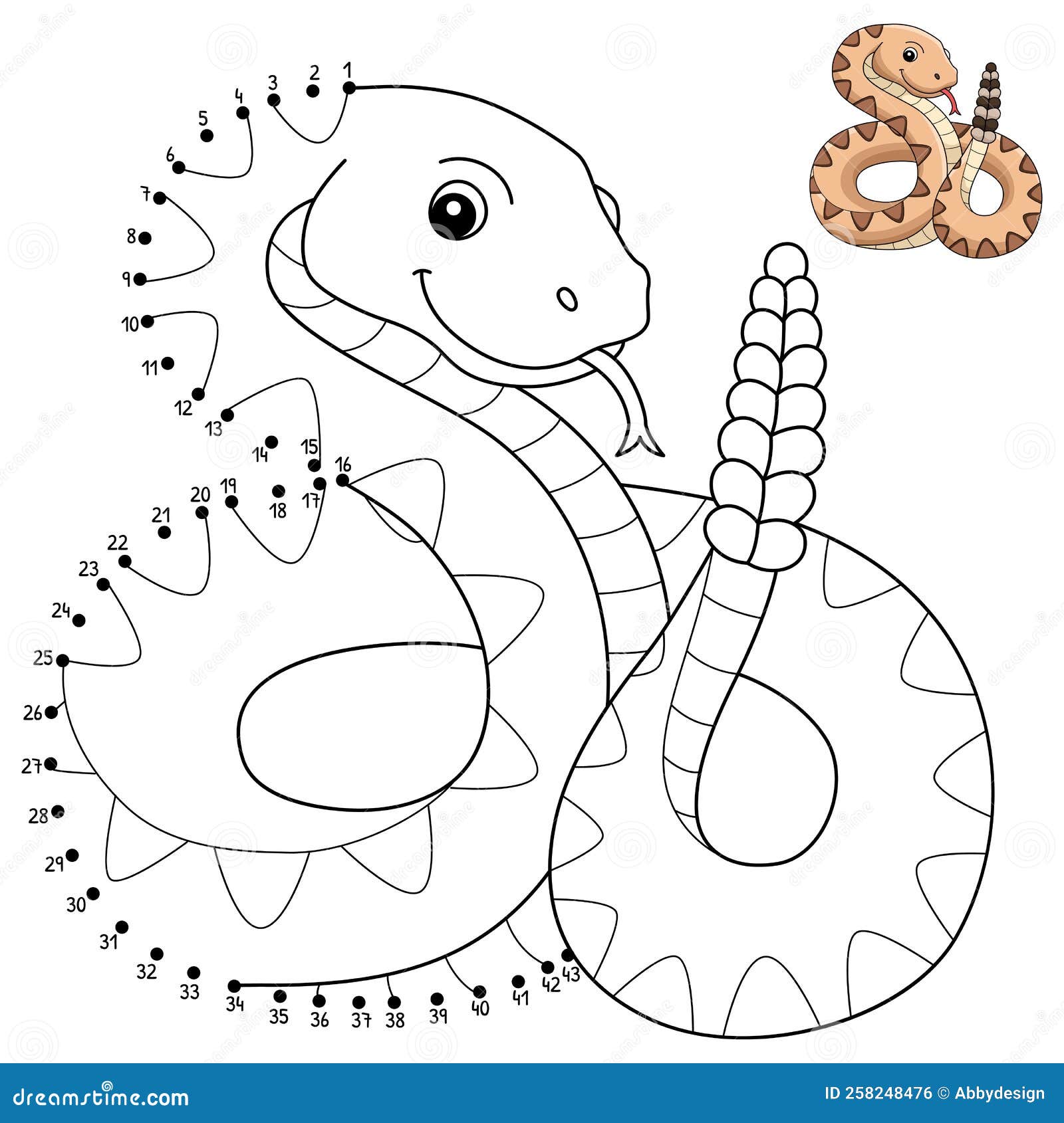 Dot to dot rattlesnake isolated coloring page stock vector