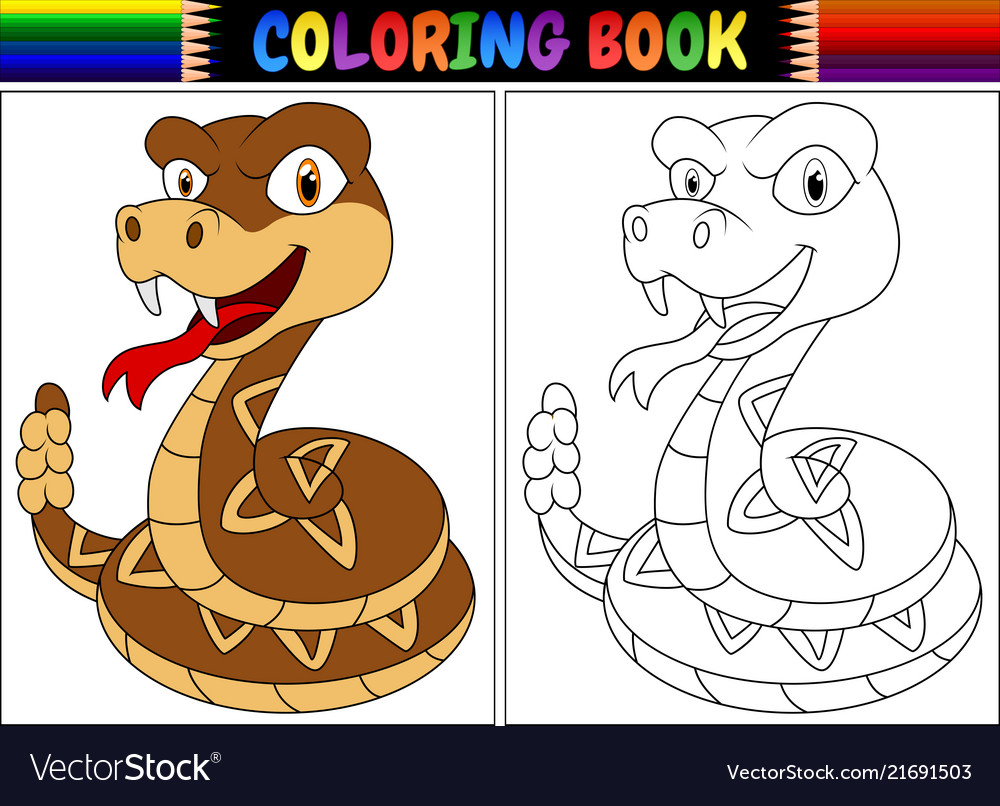 Coloring book with cartoon rattlesnake royalty free vector