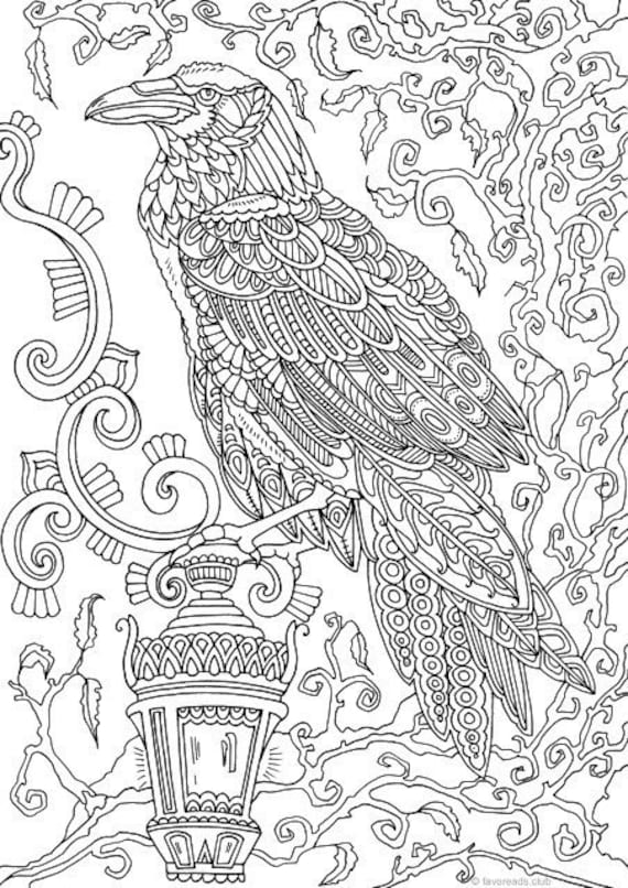 Raven printable adult coloring page from favoreads coloring book pages for adults and kids coloring sheet coloring design