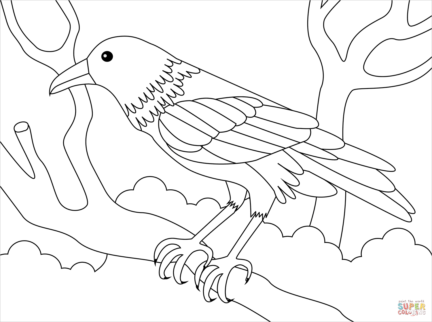 Raven coloring page free printable coloring pages