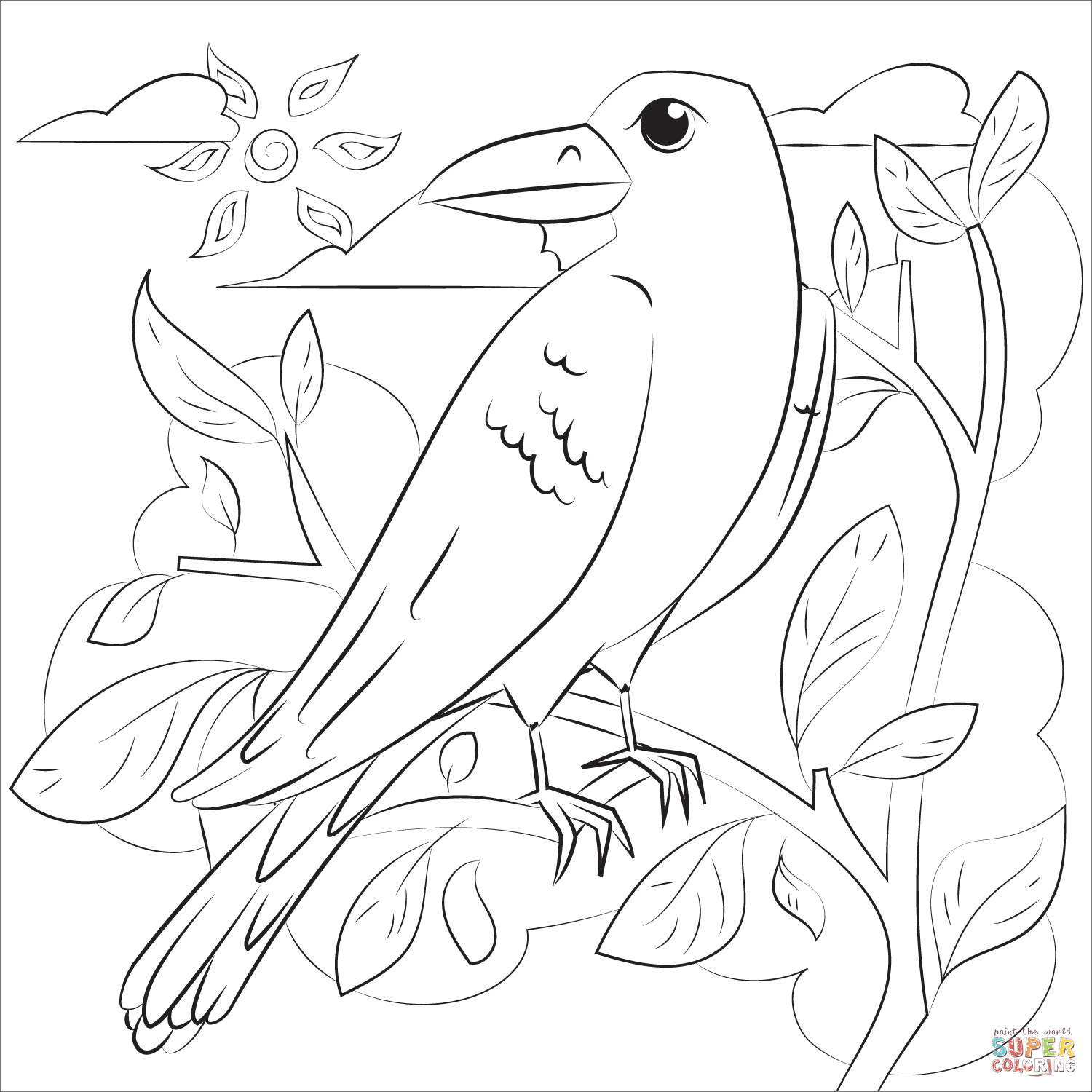 Raven coloring page free printable coloring pages