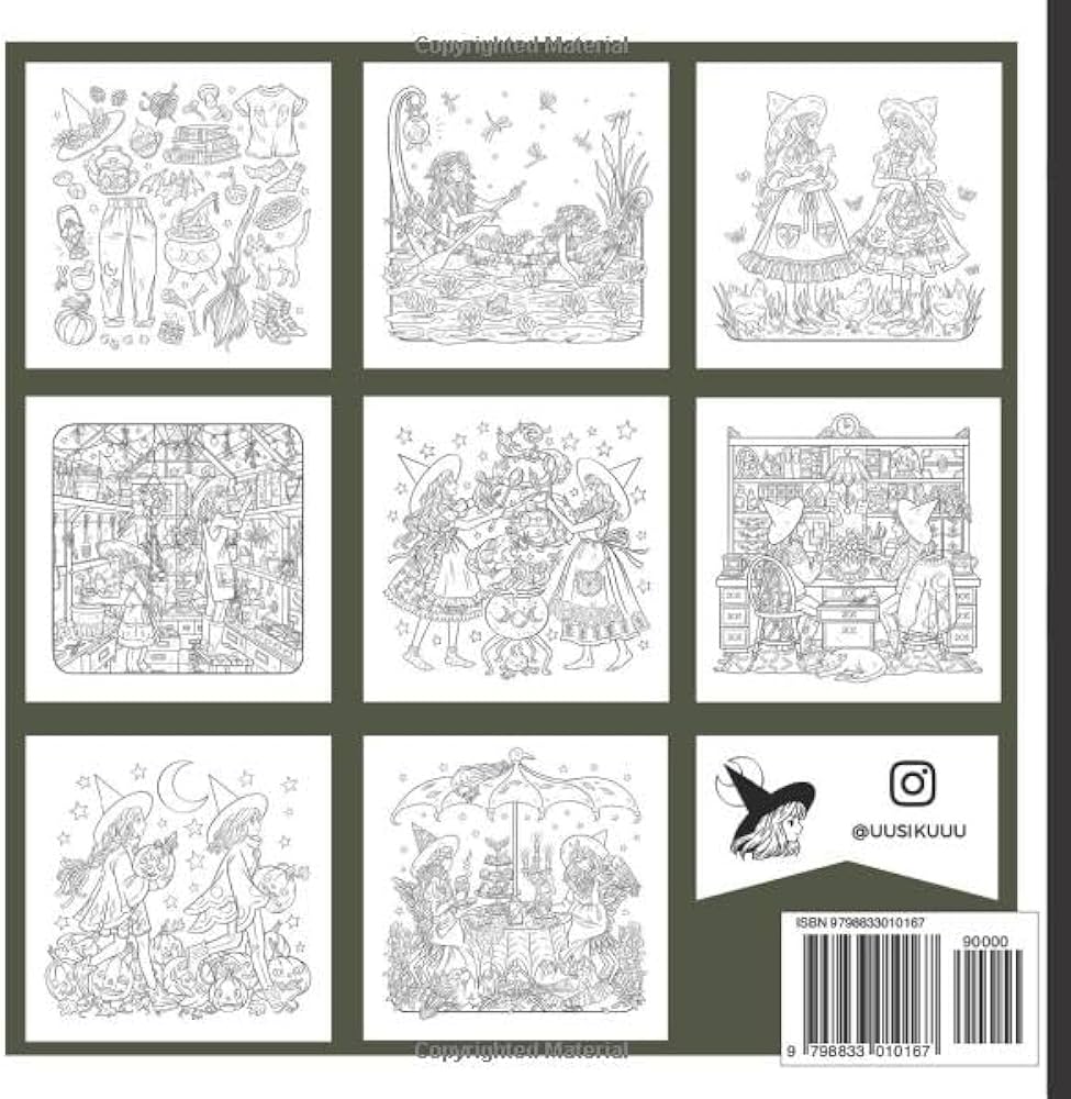 Year of witches witch coloring book for adults uusikuuu books