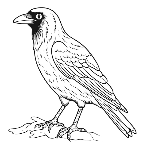 Premium vector crow coloring pages vector animals