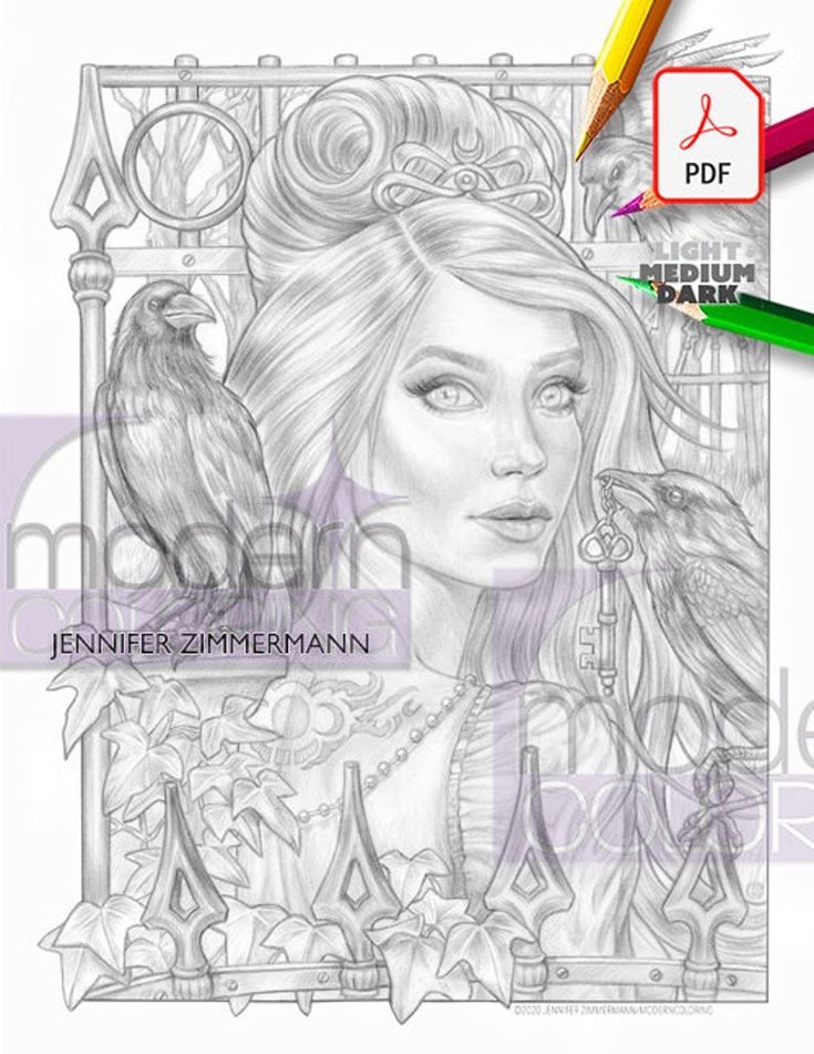 Raven portrait dark halloween fantasy greyscale coloring etsy greyscale coloring pages greyscale colour