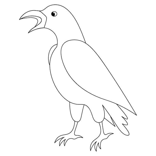 Premium vector raven the mystical black bird croaks loudly sketch messenger of the underworld scavenger bird