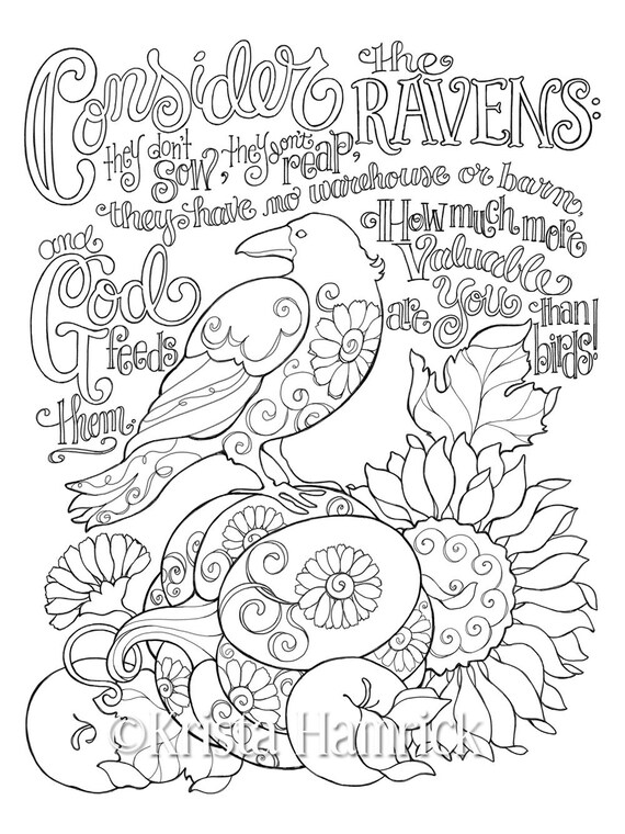 Consider the ravens coloring page x bible journaling tip