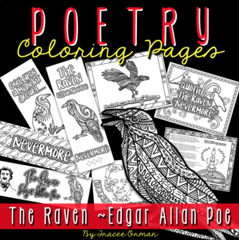 The raven by edgar allan poe poetry coloring pages by tracee orman