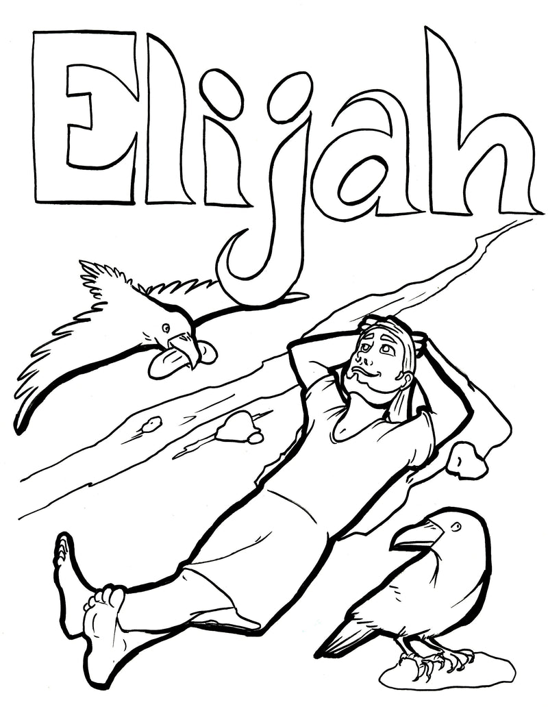 Elijah and the ravens coloring page