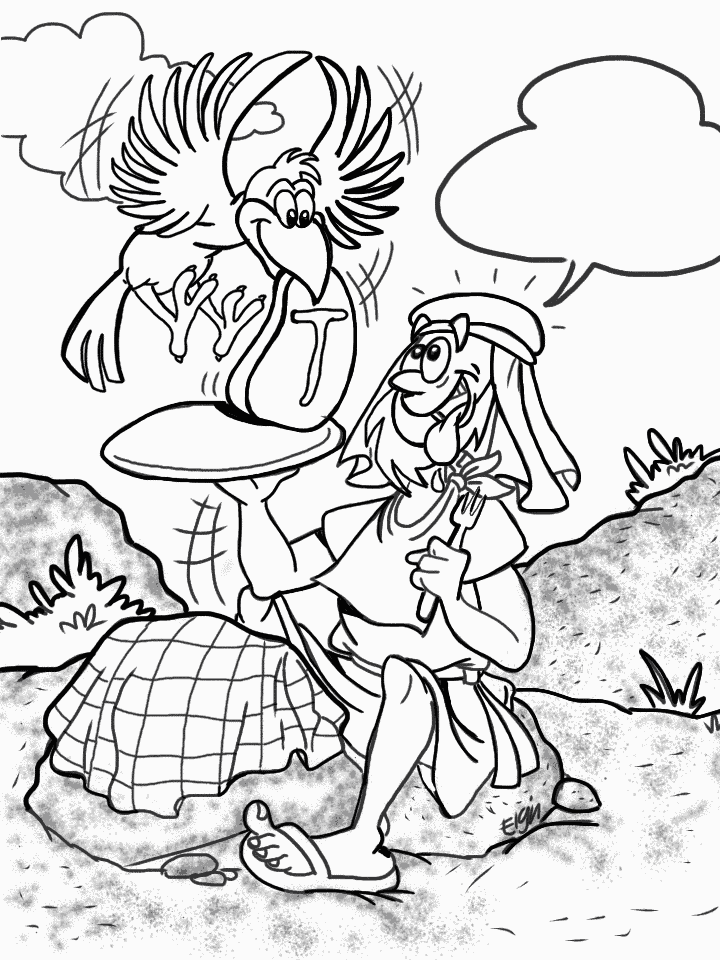 Elijah and the ravens cartoon coloring page