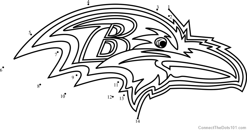 Baltimore ravens logo dot to dot printable worksheet