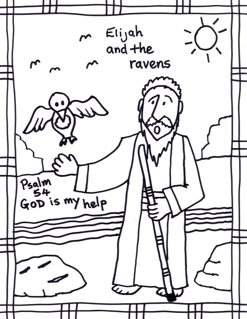 Elijah and ravens coloring sheet â stushie art