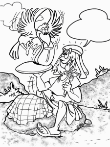 Elijah and the ravens cartoon coloring page