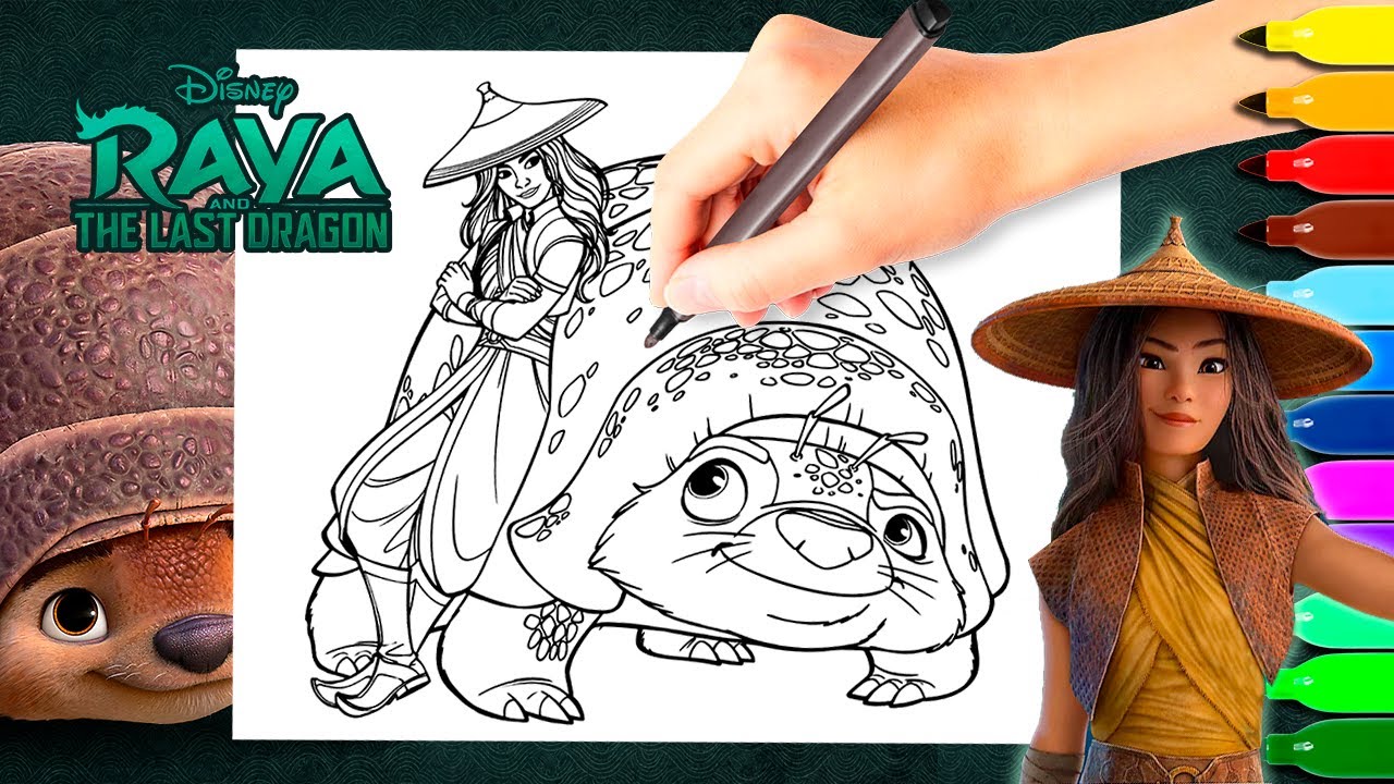 Coloring raya and tuk tuk raya and the last dragon coloring pages