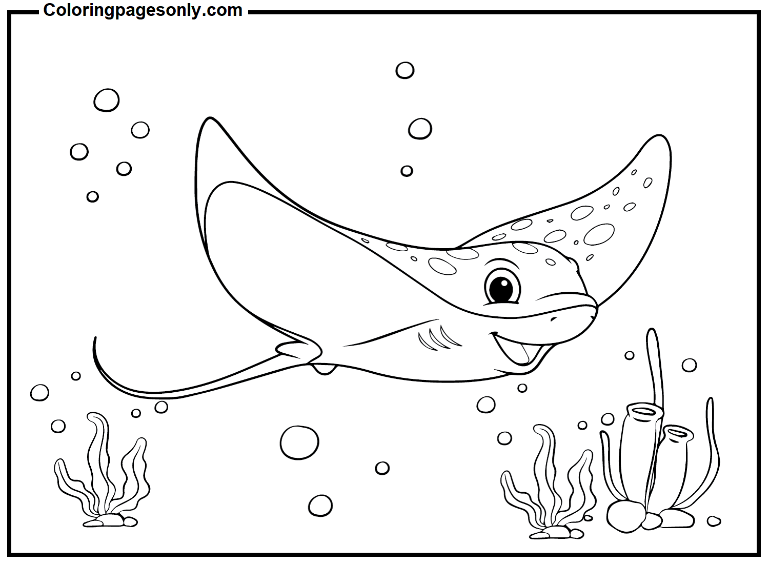 Dibujo de mantarraya feliz para colorear