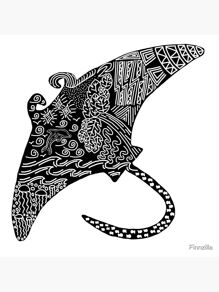 Lienzo for sale con la obra mantarraya de la costa de finnzilla