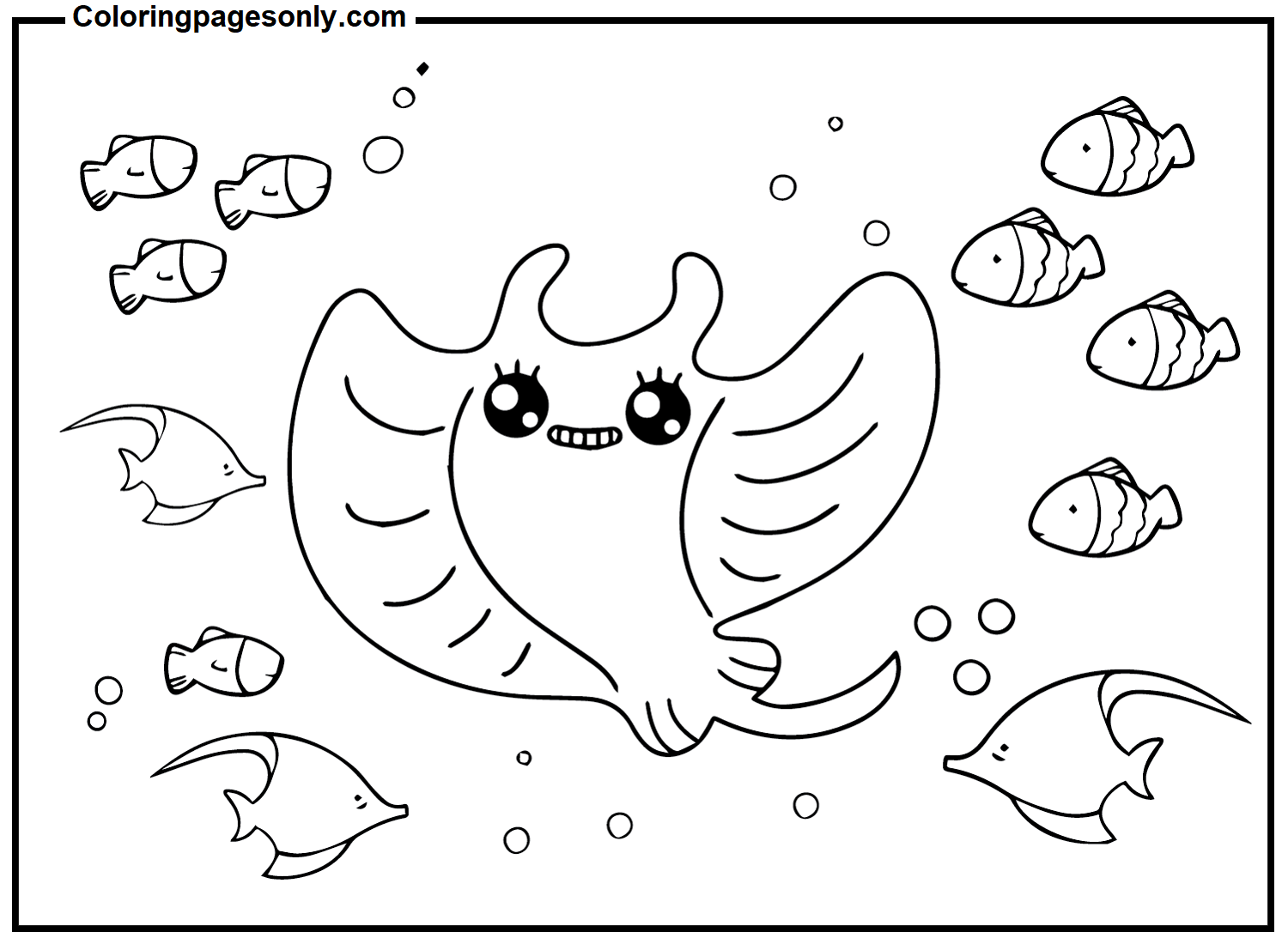 Cartoon stingray coloring page