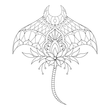Premium vector stingray mandala ornament illustration in lineal style coloring book