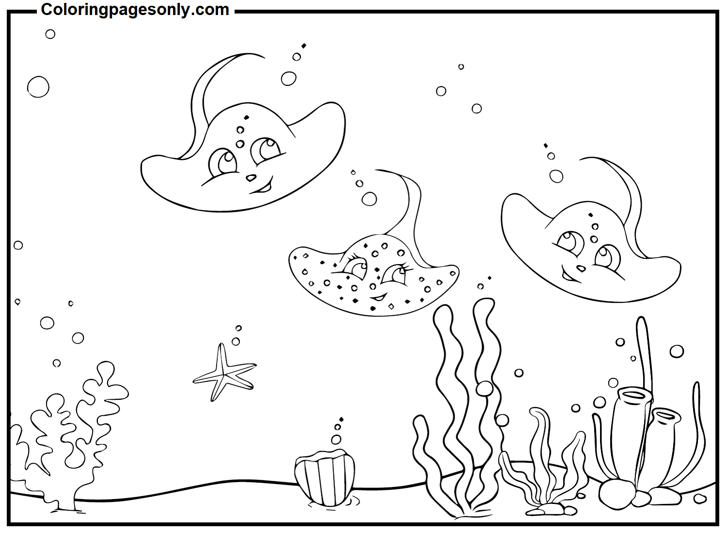 Lovely stingray coloring page