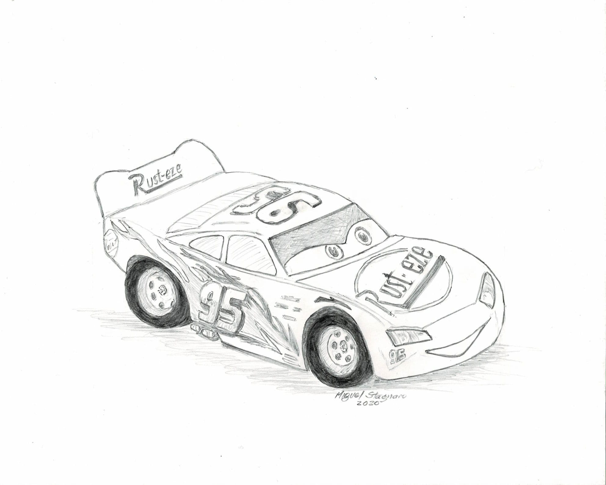 Printlightning mcqueenoriginal car art printcar drawing printcar poster for kidscar poster for car loversgift for dad