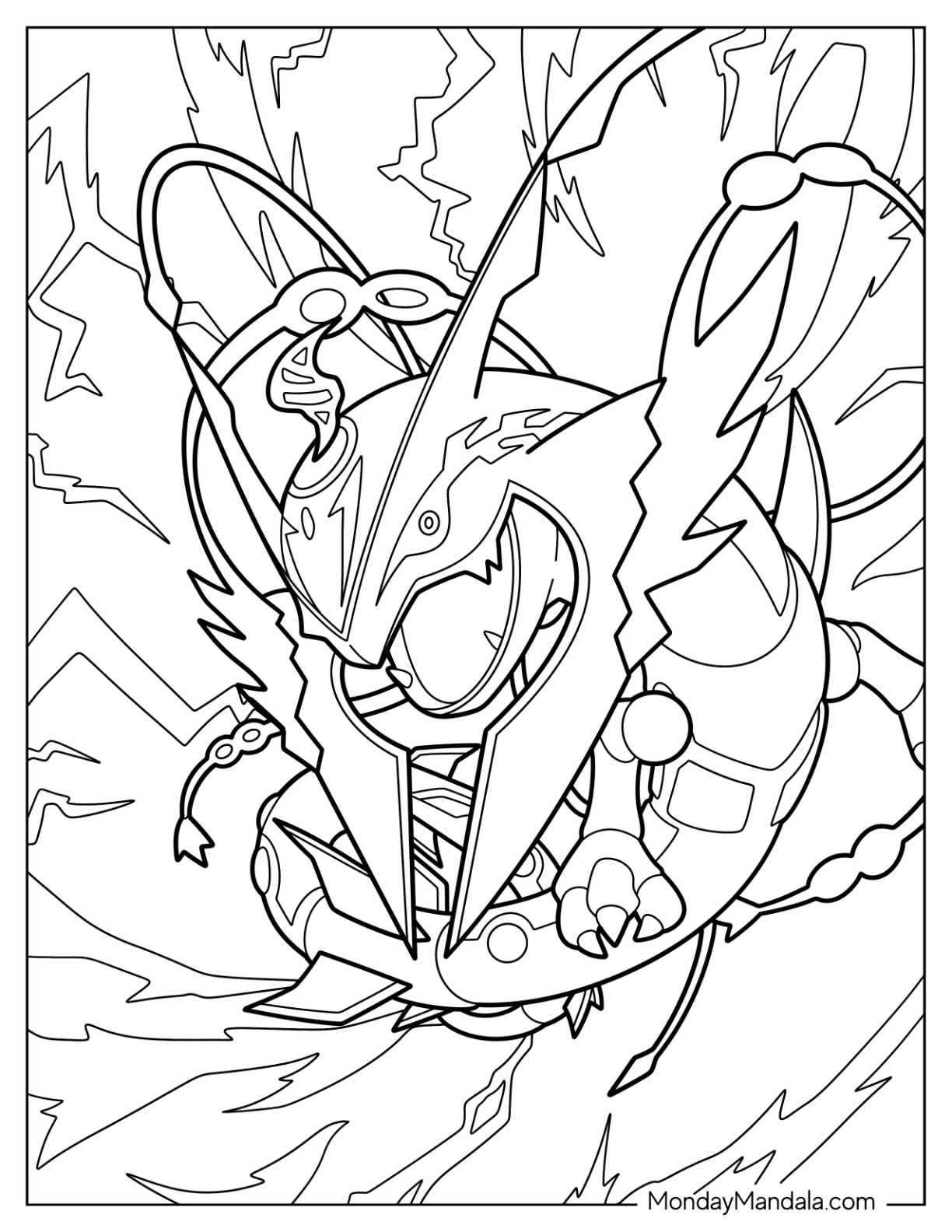 Rayquaza coloring pages free pdf printables