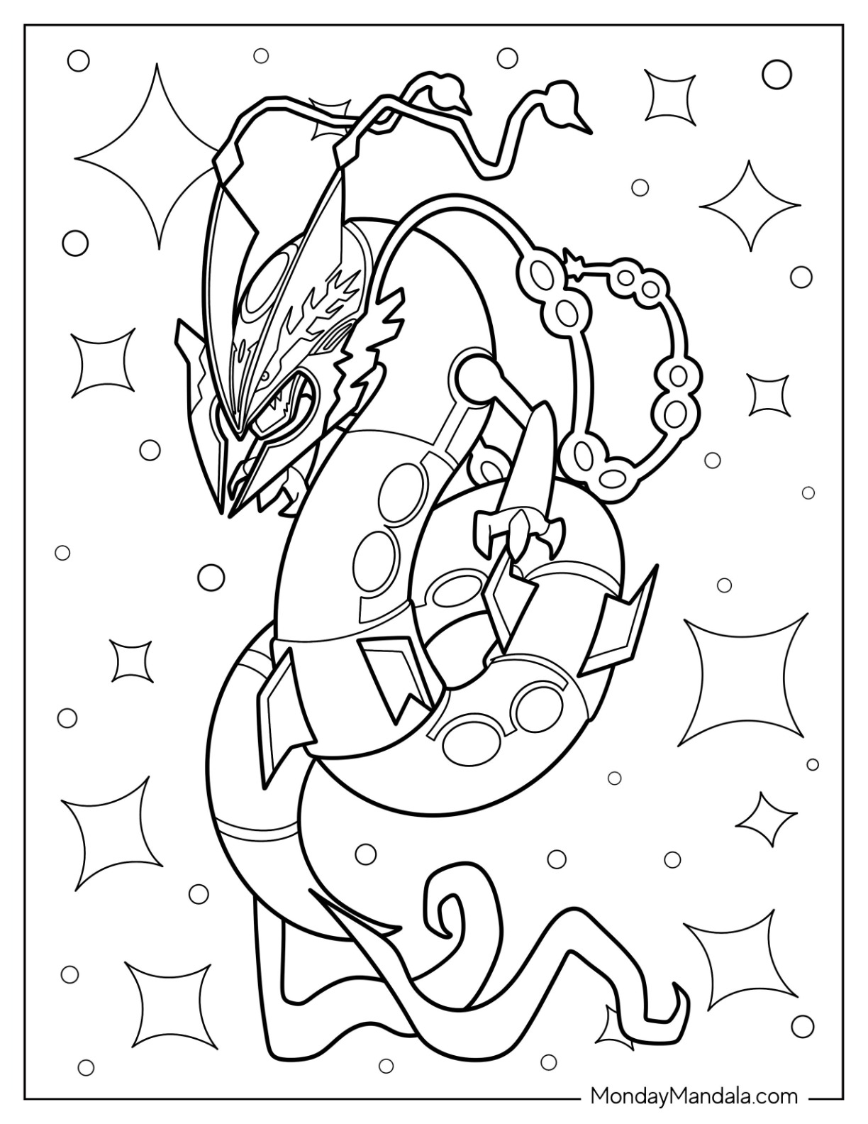 Rayquaza coloring pages free pdf printables