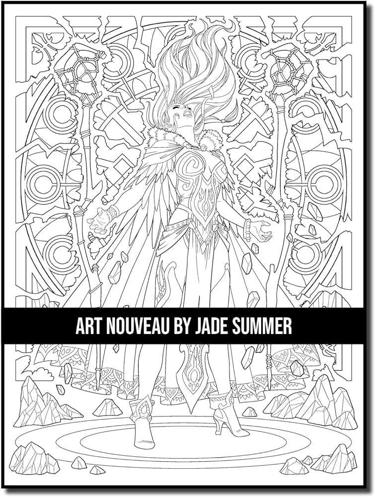 Art nouveau an adult coloring book with fantasy women mythical creatures and detailed designs for relaxation summer jade books