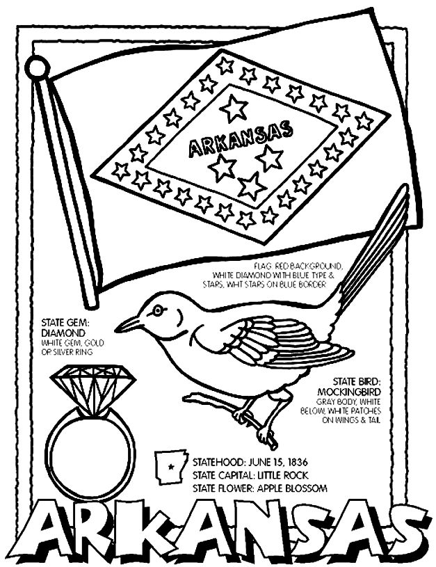Arkansas on crayola flag coloring pages state symbols coloring pages