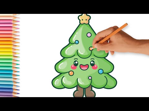 Dibujar un ãrbol de navidad kawaii