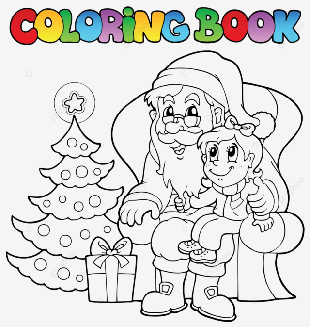 Dibujo de libro para colorear santa claus tema niãa ãrbol navidad vector png dibujos dibujo de arbol dibujo de libro dibujo de niãa png y vector para dcargar gratis