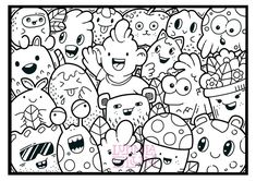 Doodle monster coloring pages download now