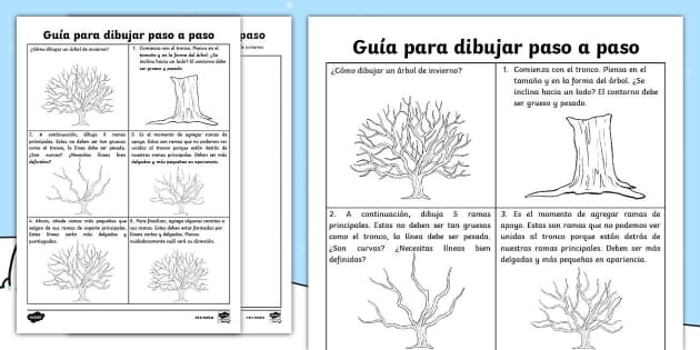 Guãa para dibujar paso a paso cãmo crear ãrboles de invierno