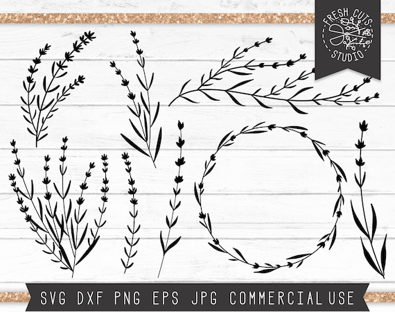 Lavender flower svg cut file lavender svg wreath floral silhouette cutting files for cricut instant download laurel svg flower accents