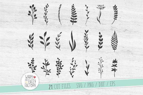 Leaves svg file branch svg leaf svg bundle branches svg cut files for cricut silhouette hand drawn leaves svg bundle leaves clipart