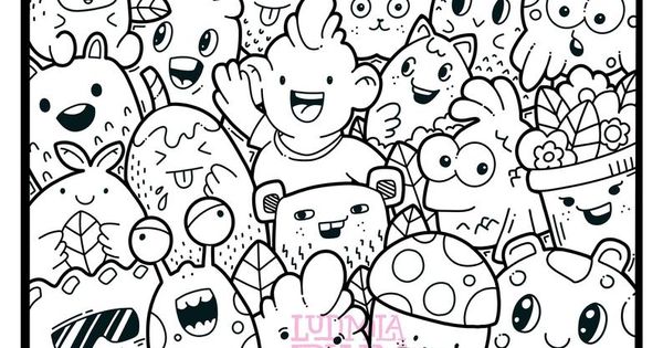 Doodle monster coloring pages download now