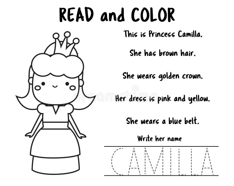 Read and color page for kids educational game for children stock vector