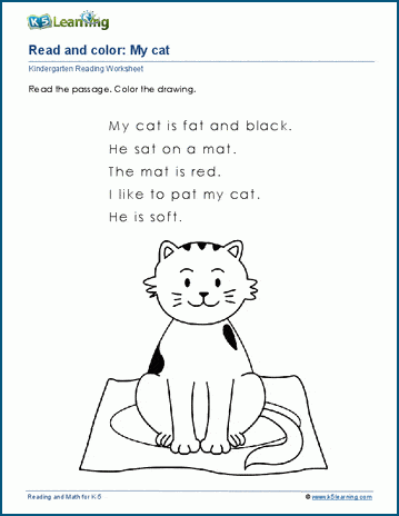Read and color worksheets k learning