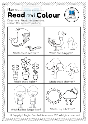 Read and color worksheets