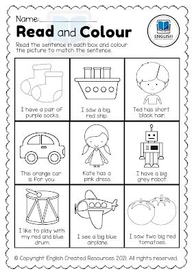 Read and colour worksheets kg grade st grade worksheets color worksheets worksheets