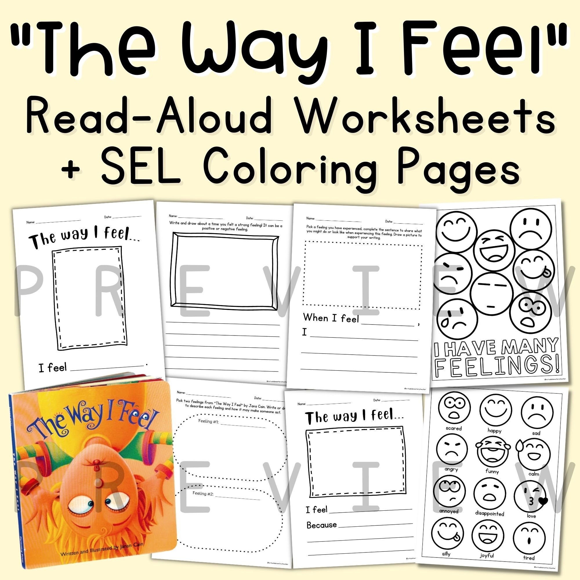 The way i feel read aloud worksheets social emotional learning feelings coloring pages sel read aloud activities emotions and feelings