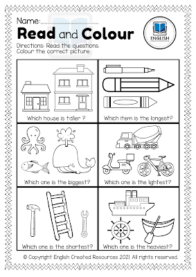 Read and color worksheets