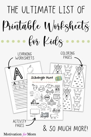 Printable worksheets for kids abcs counting coloring readingwriting etc â motivation for mom
