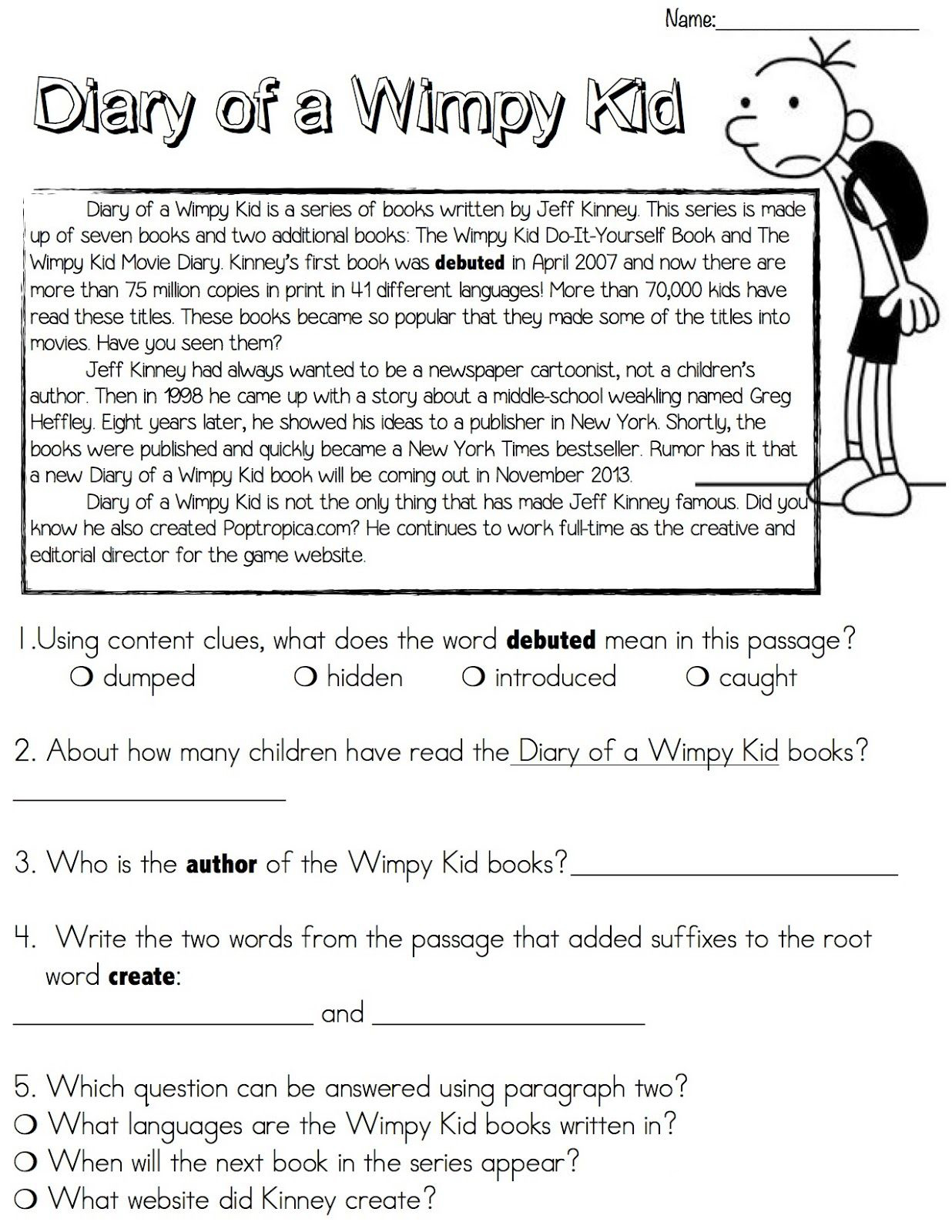 Reading prehension worksheets