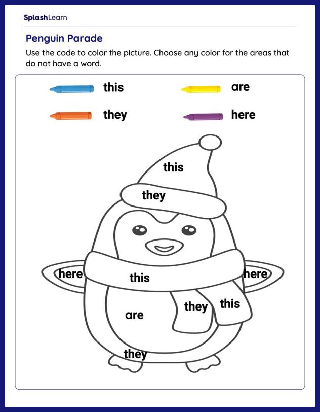 Color code the sight words â printable reading worksheet
