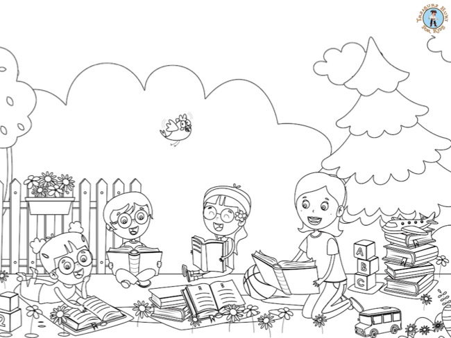Reading coloring page